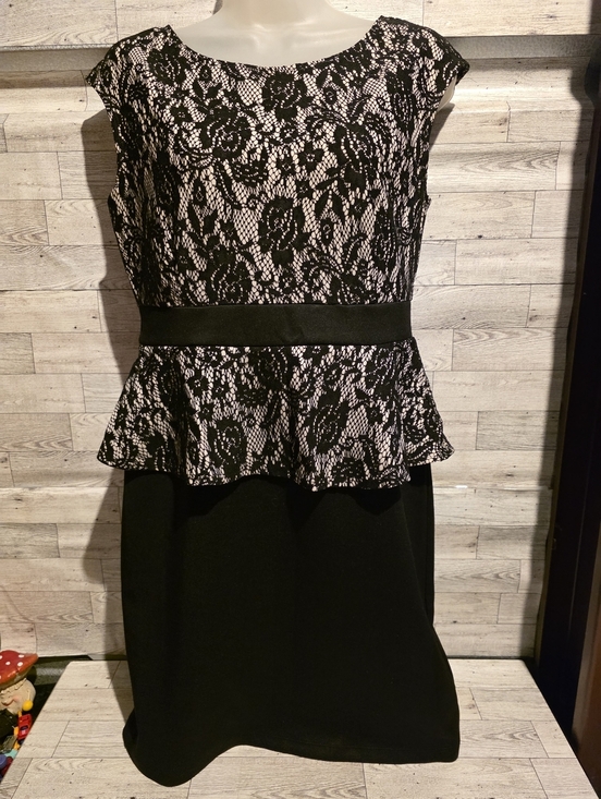Aa Studio Dresses & Skirts - Aa Studio Black and Blush Lace Peplum Dress